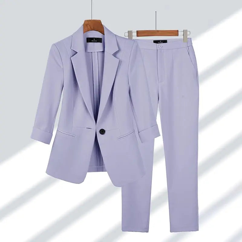 Saskia™ - Einfarbiges, passendes Blazer-Set für Frauen