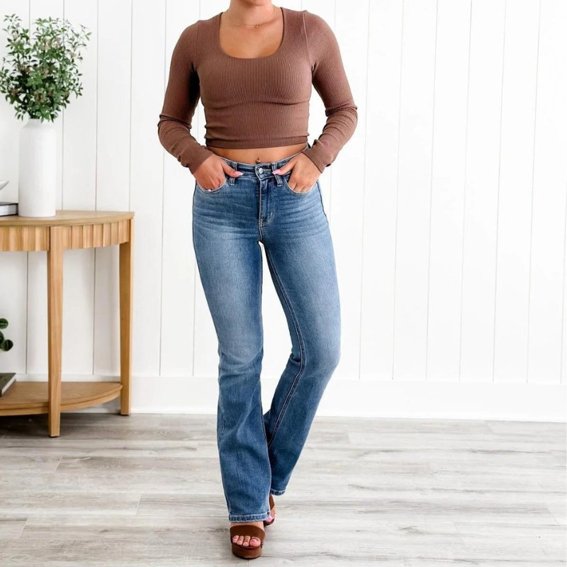 Bertina™ - Dehnbar Bauch-Kontrolle Jeans - 1+1 Gratis